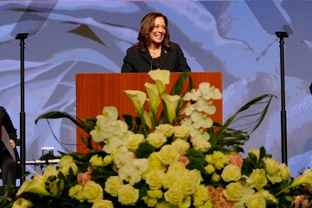 La vicepresidenta de Estados Unidos, Kamala Harris, obtuvo los votos necesarios para ser designada oficialmente como candidata presidencial demócrata para las elecciones de noviembre, informó el Comité Nacional Demócrata. Imagen del 1 de agosto de 2024. Foto Ap