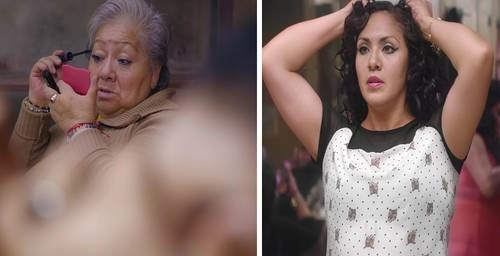 Fotogramas de la película en los que aparecen Olga, La Mami, a la izquierda, y una de las chicas del lugar. Imágenes tomadas de la cinta 'La Mami'