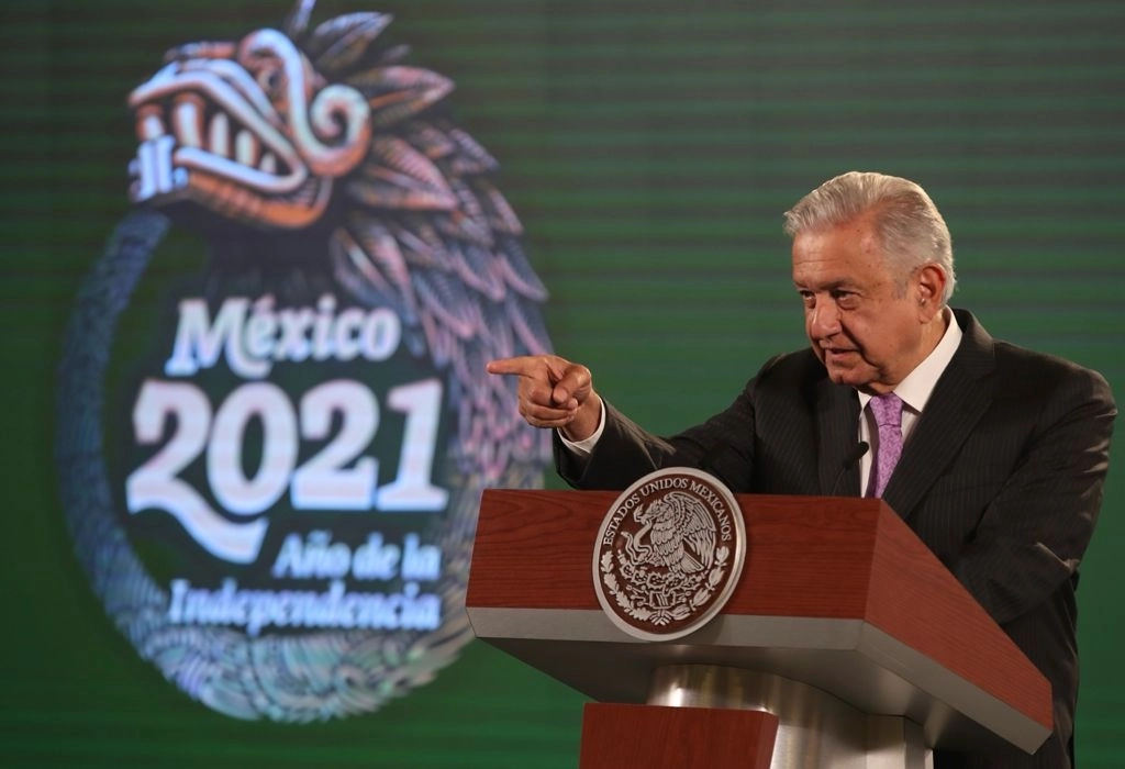 El presidente Andrés Manuel López Obrador durante la conferencia de prensa matutina en Palacio Nacional, el 22 de julio de 2021. Foto José Antonio López
