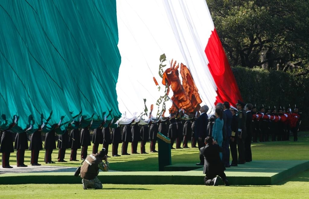 El presidente Andrés Manuel López Obrador durante la ceremonia de Día de la Bandera, realizada en el Campo Militar Marte, en la Ciudad de México, el 24 de febrero de 2023. Foto José Antonio López