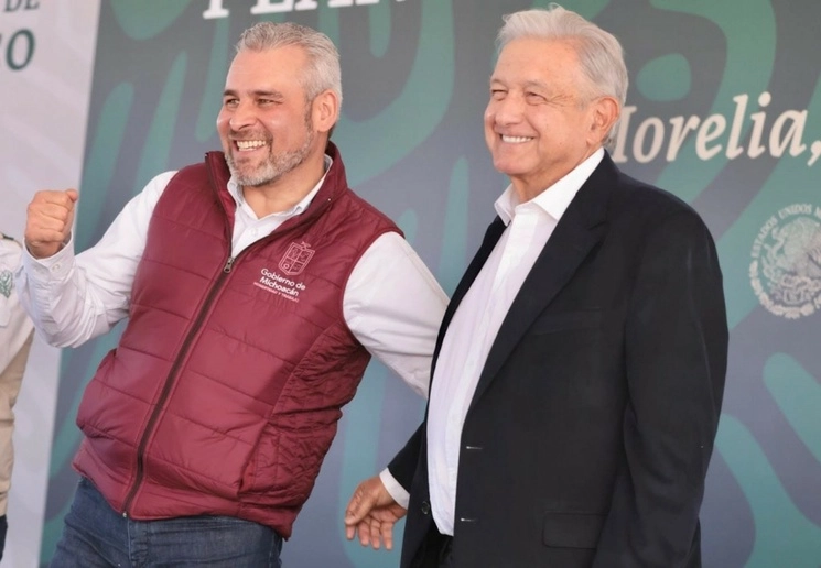 Alfonso Ramírez Bedolla, gobernador de Michoacán, y el presidente Andrés Manuel López Obrador.