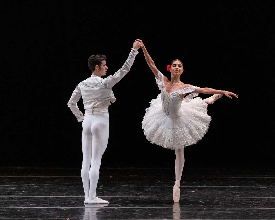 Luis Ledesma e Ixtchel Gómez en la obra Don Quijote, parte de la Gala de Ballet que se presentará en diciembre y enero en las plataformas digitales de la agrupación dancística. Foto cortesía CND