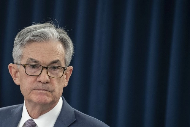 El presidente de la Fed, Jerome Powell, tras la decisión de bajar la tasa de interés el pasado 3 de marzo por el coronavirus. Foto Afp