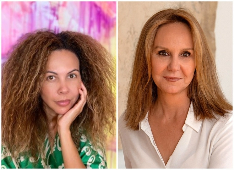La portuguesa Yara Monteiro y la española María Dueñas. Foto cortesía FIL de Guadalajara, © Yara Nakahanda Monteiro y © Carlos Ruiz