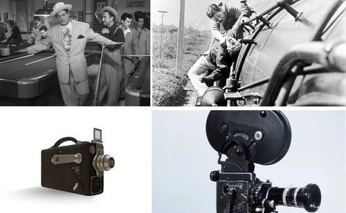 Fotogramas de 'El suavecito' y 'El tren fantasma', e imágenes de algunas cámaras que se pueden apreciar en el museo virtual