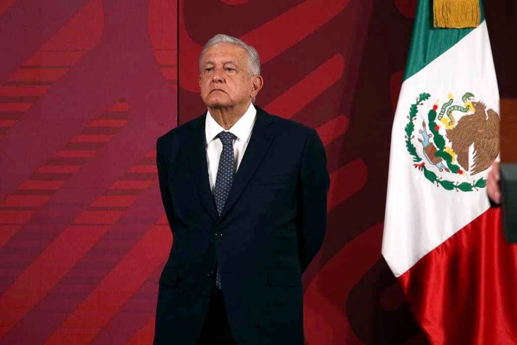 El presidente de México, Andrés Manuel López Obrador, durante su conferencia matutina en Palacio Nacional, en la Ciudad de México, el 7 de junio de 2022. Foto María Luisa Severiano
