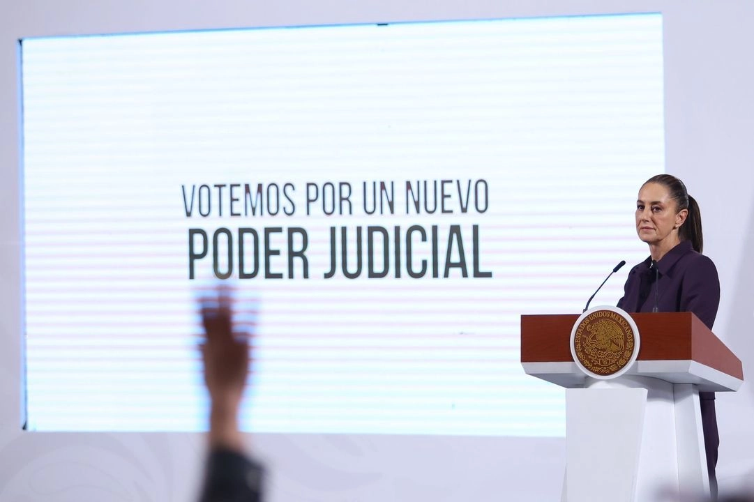 La presidenta Claudia Sheinbaum durante su conferencia desde Palacio Nacional. 
