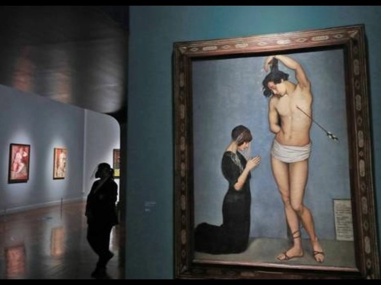 El cuadro San Sebastián, (1912), de Ángel Zárraga, se incluye en la exposición ‘El París de Modigliani y sus contemporáneos’, que pondera los vínculos culturales y artísticos que se suscitaron en el París de principios del siglo XX entre creadores de diferentes partes del mundo. Foto María Luisa Severiano