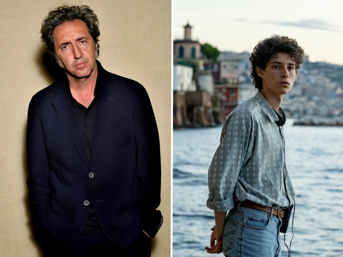 El director, Paolo Sorrentino (izquierda), y el actor Filippo Scotti, quien encarna al cineasta a los 17 años. Fotos Netflix