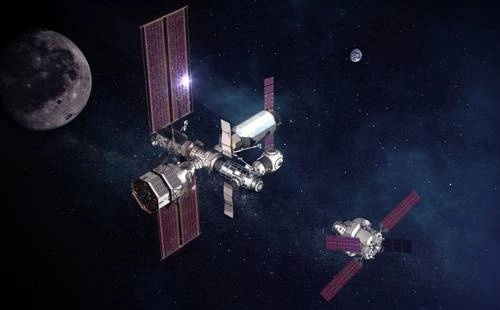 Ilustración de una nave Orion acercándose a la estación orbital lunar Gateway. Foto NASA
