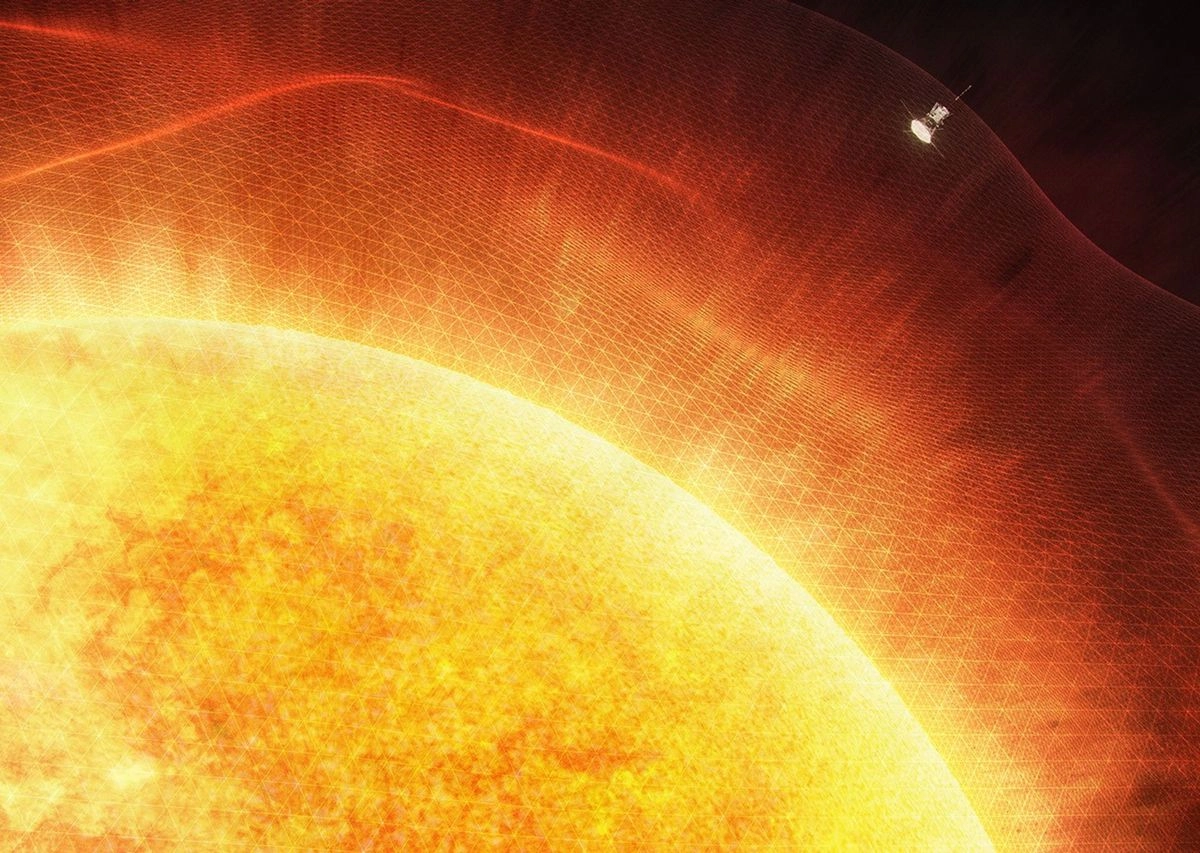 Imagen conceptual muestra la sonda solar 'Parker' a punto de entrar en la corona solar.Foto 