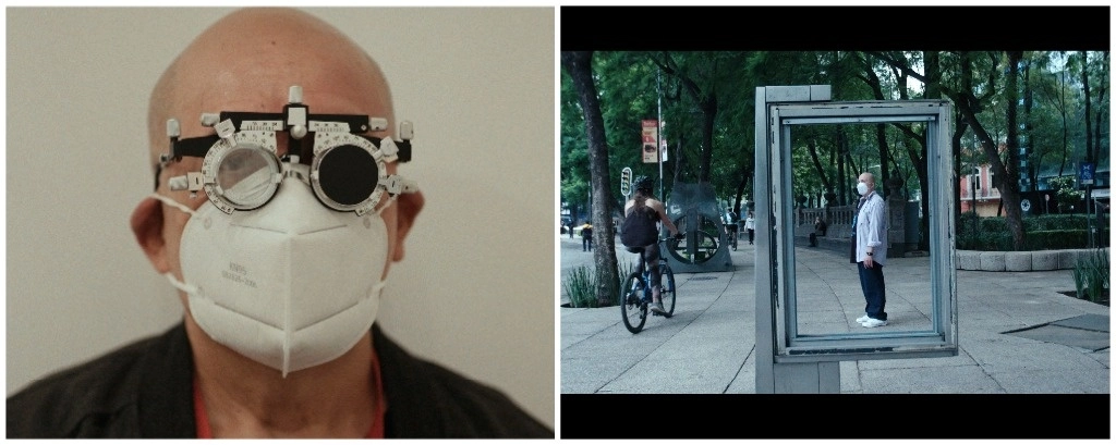 En fotogramas de la cinta, César Fierro en prisión y ya libre en la CDMX. Foto Imágenes cortesía del realizador 