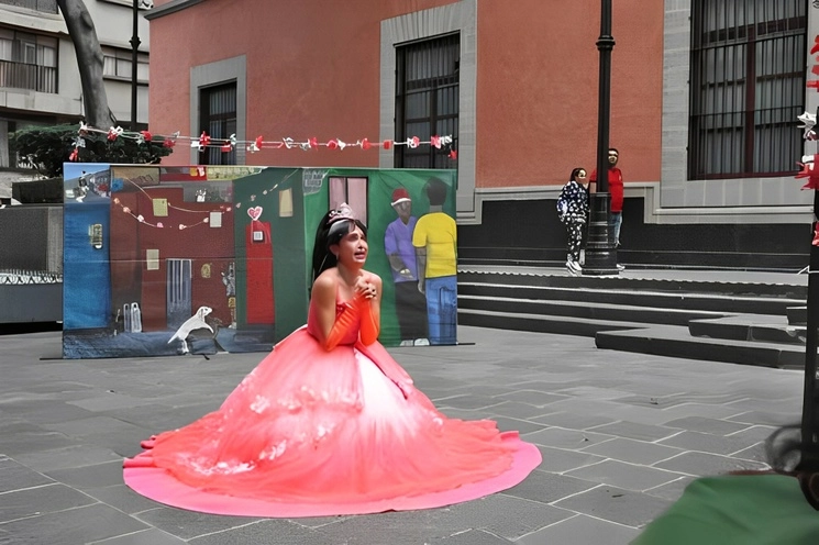 En la violencia no hay futuro es la premisa de la escenificación, protagonizada por El Brayan, La Brítani y El Brandon. Foto María Luisa Severiano