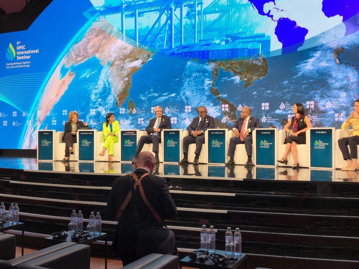 Luz Elena González Escobar durante su participación en el 9° Seminario Internacional de la OPEP, en el panel “Movilización del financiamiento para impulsar las inversiones en energía”. Foto