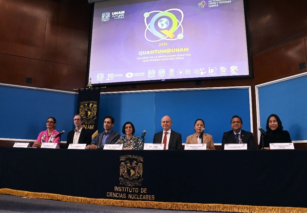 Conferencia de prensa del anuncio del programa QUANTUM@UNAM 2025: 100 años de la revolución cuántica que cambió nuestras vidas. Foto cortesía de la UNAM