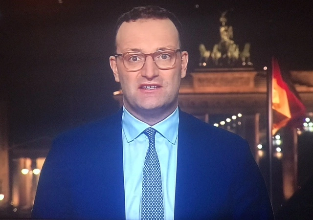 Jens Spahn, ministro de Salud alemán al anunciar los detalles de la vacuna contra Covid-19 en la cadena ZDF de la televisión alemana. Foto: Alia Lira-Hartmann 