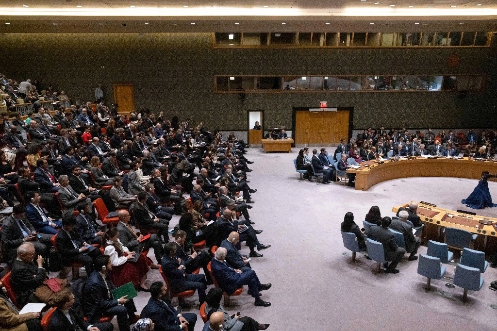 Una vista general muestra una reunión del Consejo de Seguridad en la sede de las Naciones Unidas, el jueves 18 de abril de 2024. Foto Ap