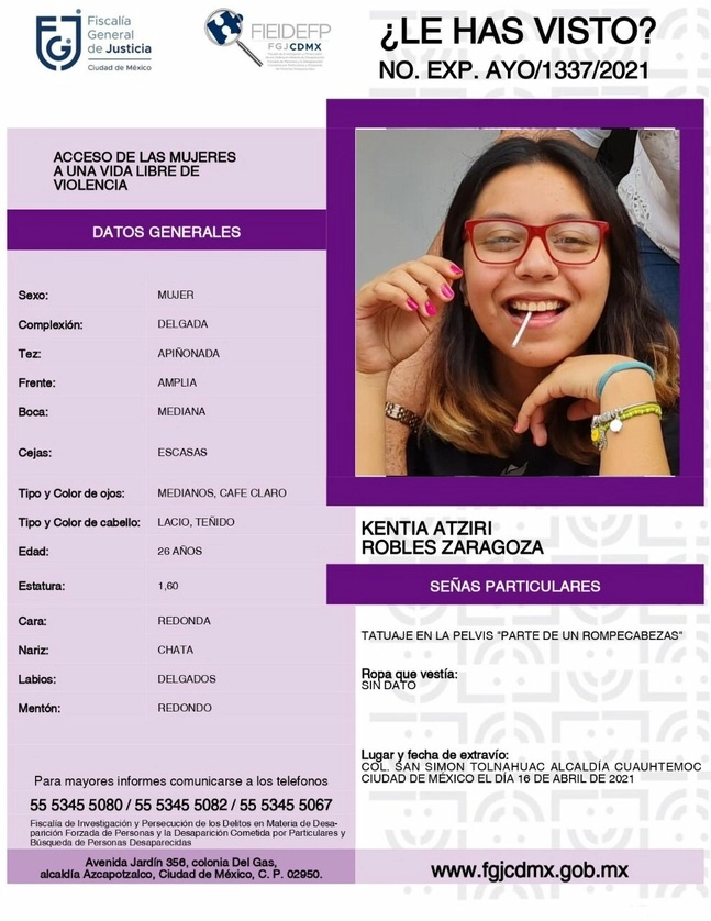 Ficha difundida por la Fiscalía capitalina.