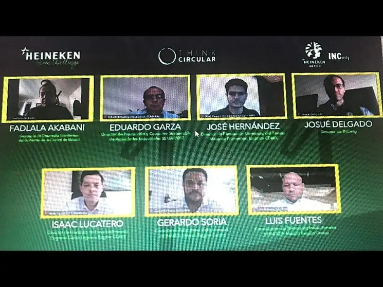 El registro de los proyectos se cerrará el 25 de septiembre se considera un premio de 500 mil pesos y los temas serán eliminación de residuos y contaminación, regeneración de sistemas naturales y mantener productos y materiales en uso. Imagen tomada de la conferencia 