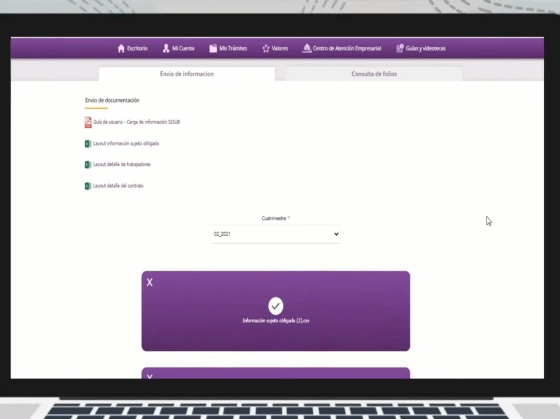 Parte del tutorial del Sistema de Información de Subcontratación. Imagen tomada del video difundido a través del canal de Youtube de ComunidadInfonavit
