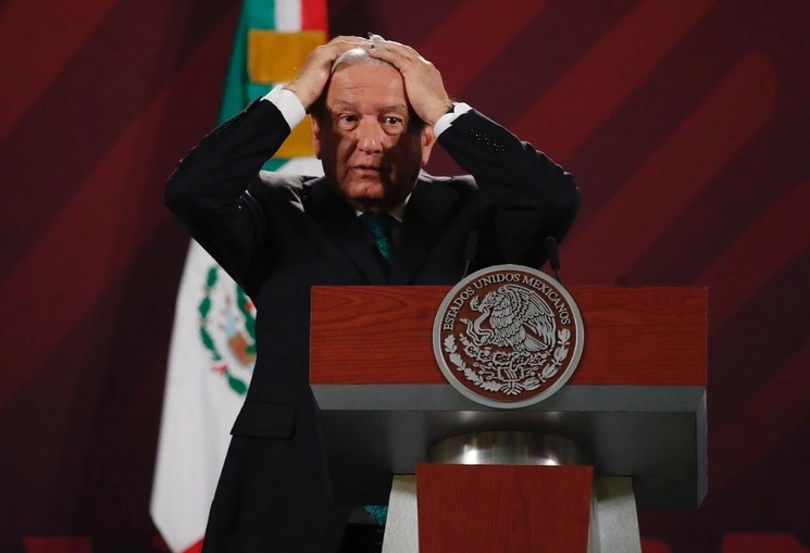 El presidente Andrés Manuel López Obrador durante su conferencia matutina en Palacio Nacional, en la Ciudad de México, el 22 de mayo de 2023. Foto Cristina Rodríguez



