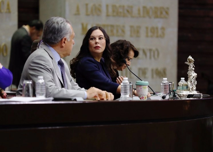 La presidenta de la Mesa Directiva de la Cámara de Diputados, Laura Rojas, durante una sesión ordinaria en febrero pasado. Foto Cristina Rodríguez 