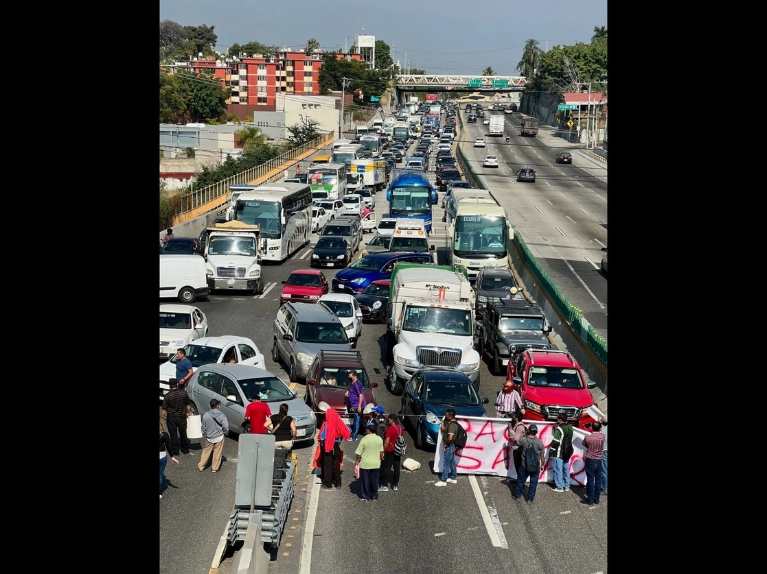Vista aérea del Paso Exprés durante el bloqueo, el 29 de diciembre de 2021. Foto Rubicela Morelos