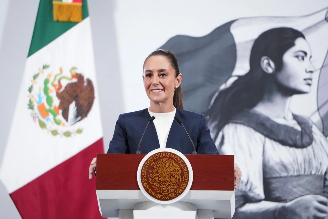La presidenta de México, Claudia Sheinbaum, durante su conferencia matutina en Palacio Nacional, en la Ciudad de México, el 18 de junio de 2025. 