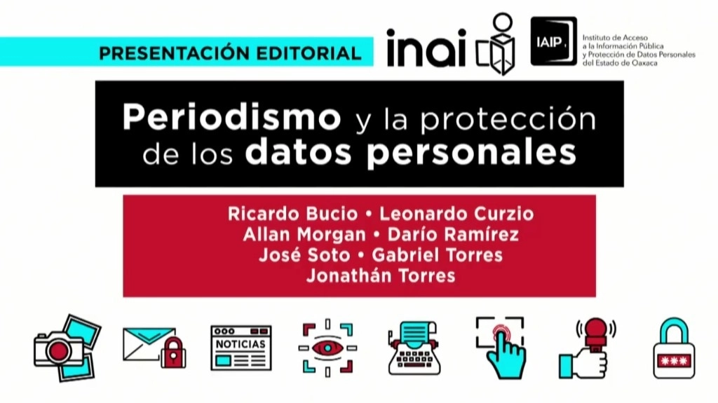 Gabriel Torres Espinoza y Allan Morgan Hernández, coautores del libro “Periodismo y la protección de los datos personales”, editado por el Inai, comentaron el libro durante una conferencia virtual.  Imagen tomada de la transimión a través del canal de Youtube 
inaimexico 
