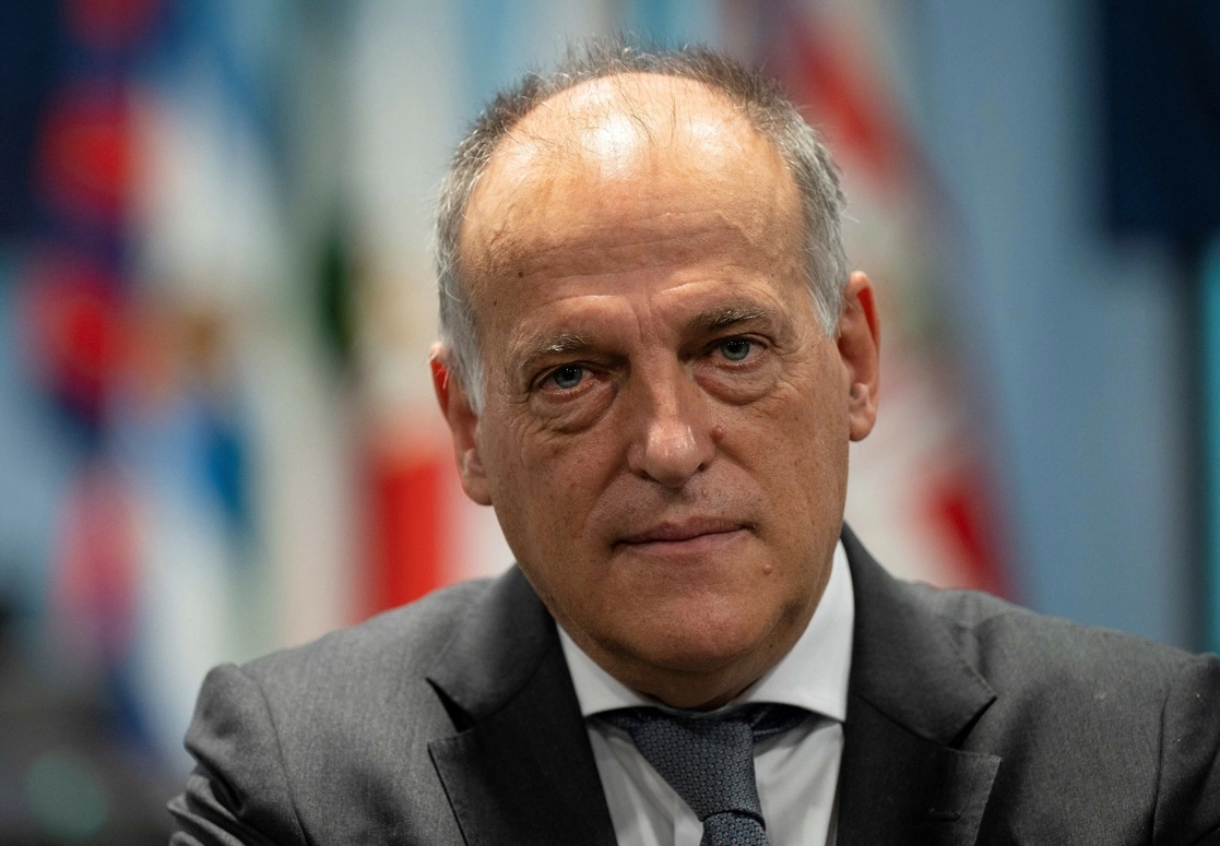 En imagen de archivo, el presidente de la Liga española, Javier Tebas, durante un evento en Madrid. Foto Afp