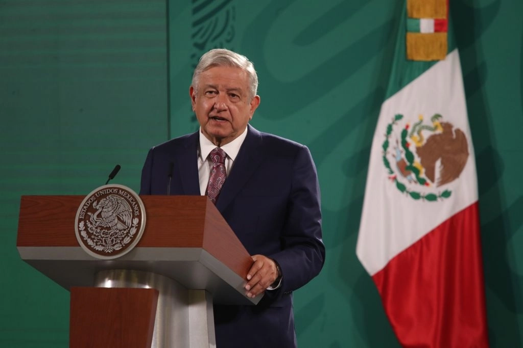 El presidente Andrés Manuel López Obrador durante su conferencia matutina en Palacio Nacional, en la Ciudad de México, el 31 de mayo de 2021. Foto María Luisa Severiano