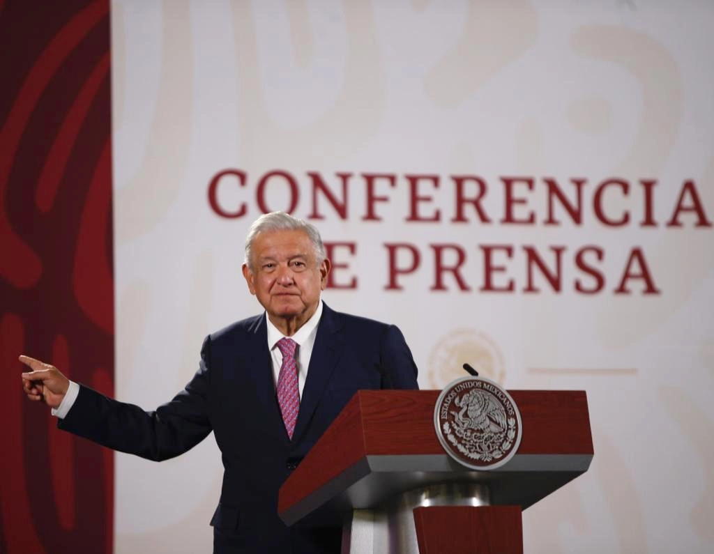 El presidente de México, Andrés Manuel López Obrador, durante su conferencia matutina en Palacio Nacional, en la Ciudad de México, el 31 de marzo de 2022. Foto Guillermo Sologuren