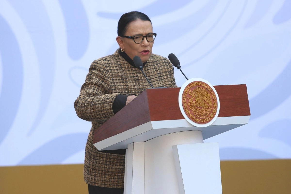 La secretaria de Gobernación, Rosa Icela Rodríguez, durante la presentación del Plan Michoacán por la paz y la justicia, el 9 de noviembre de 2025. Foto 