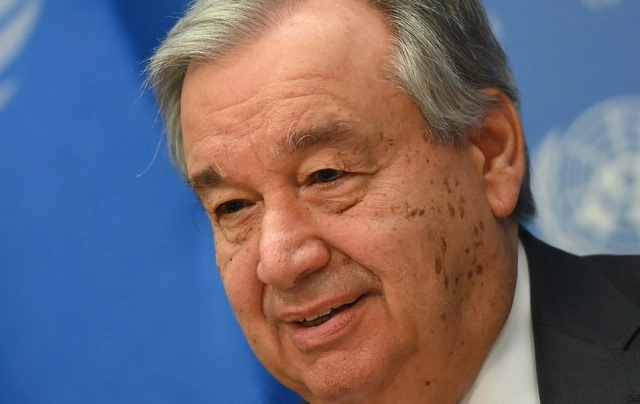 En imagen de archivo, el Secretario General de las Naciones Unidas, Antonio Guterres, habla durante una conferencia de prensa en la sede de las Naciones Unidas el 4 de febrero de 2020 en la ciudad de Nueva York. Foto Afp