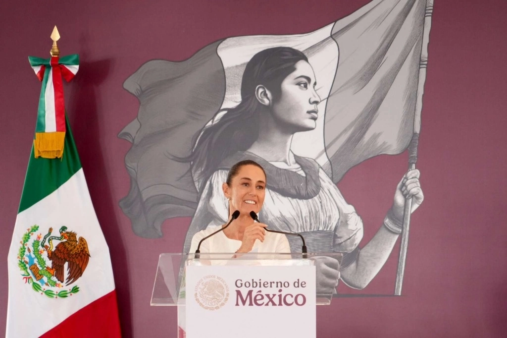 Claudia Sheinbaum, presidenta de México durante un acto sobre programas de Bienestar en Mazatlán, Sinaloa. Foto Presidencia
