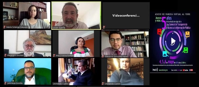 Imagen de los participantes en el foro organizado por el Inai, tomada del Twitter de @INAImexico