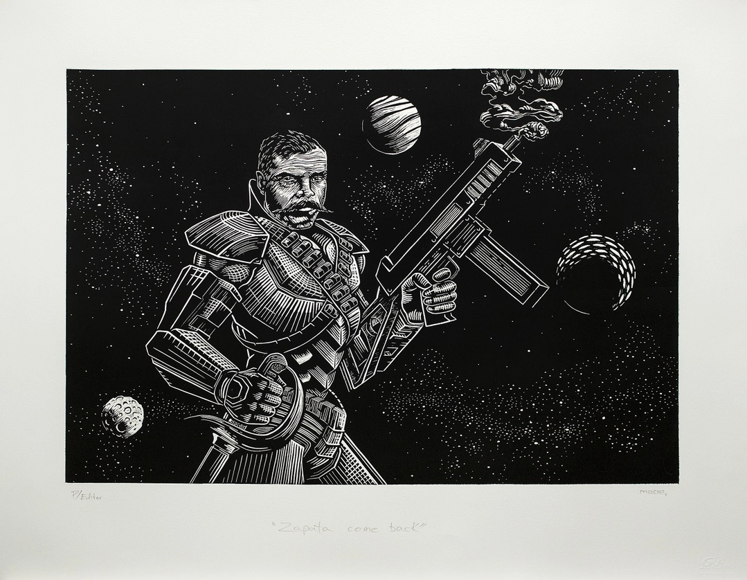‘Zapata come back’, 2019, del artista gráfico Mocre. Foto cortesía del Inbal