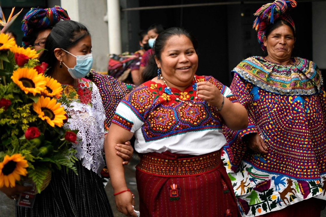 Juana Alonzo en su arrivo al aeropuerto internacional de La Aurora en Guatemala. Foto Afp