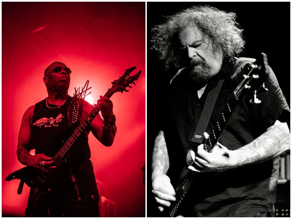 El guitarrista Geoff Drakes, de la agrupación canadiense Blasphemy (izquierda). El bajista Shane Embury, de la banda británica Napalm Death. Foto tomadas del Facebook de los grupos 