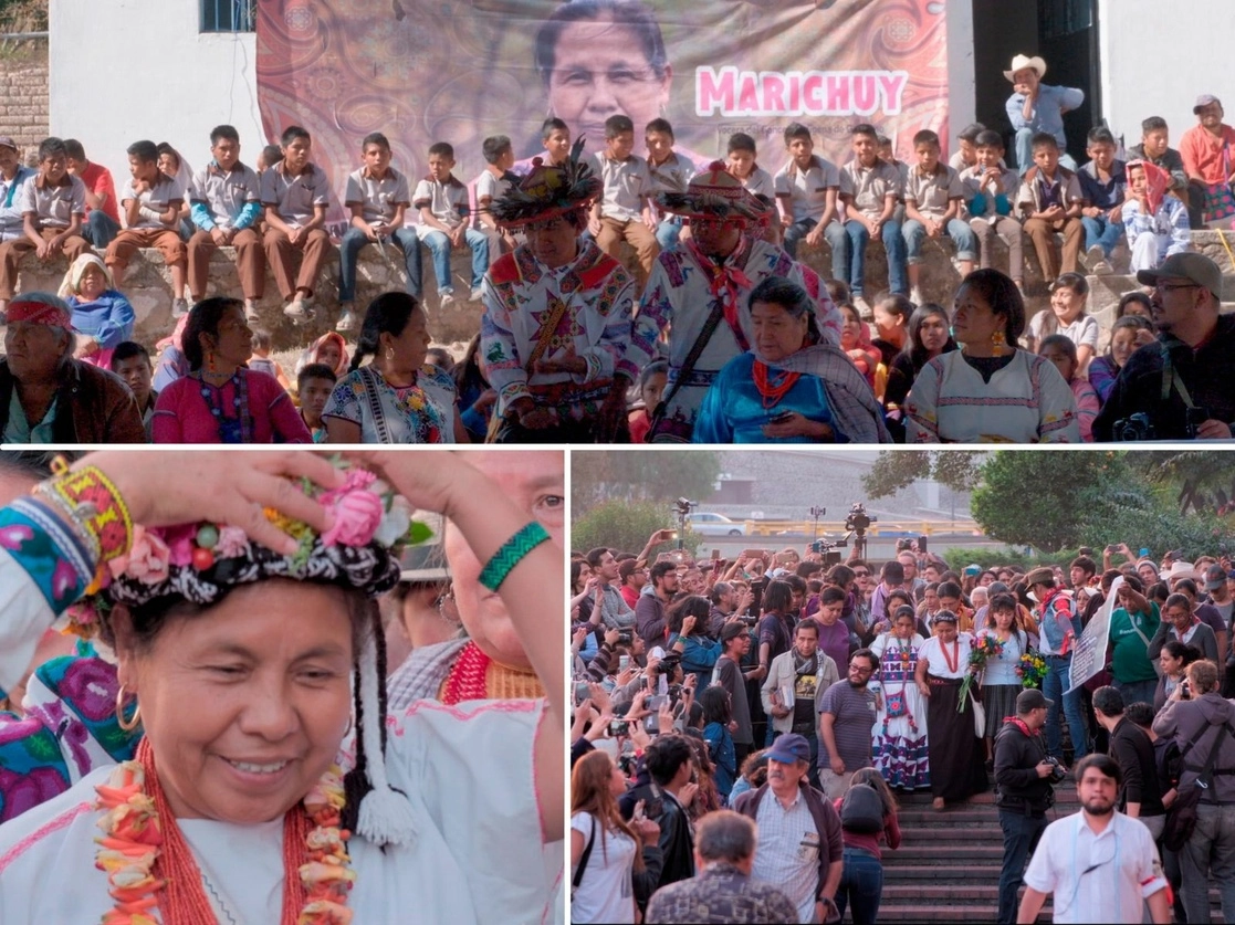 Fotogramas del documental de Luciana Kaplan que muestran momentos de la campaña electoral de María de Jesús Patricio. Foto cortesía de la cinerrealizadora