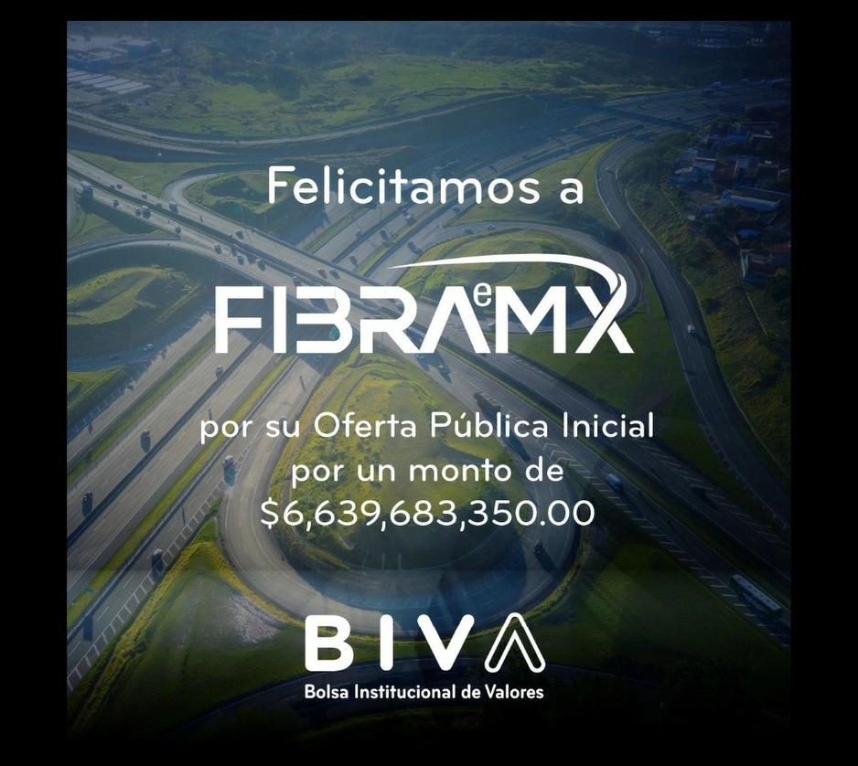 Ante la búsqueda de hacer inversiones en autopistas, puertos, vías ferroviarias, aeropuertos y sistemas de transporte urbano masivo en el país, el Fibra Infraestructura y Energía México se financió en el mercado mexicano. Imagen tomada de @BIVAMX