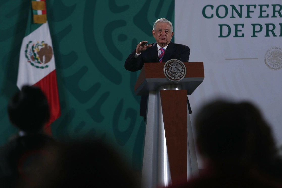 El presidente Andrés Manuel López Obrador en la conferencia matutina del ocho de julio. Foto LA JORNADA/Yazmín Ortega Cortés
 