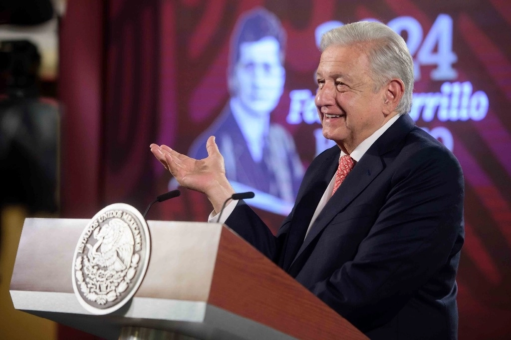 El presidente López Obrador, durante su conferencia en Palacio Nacional. Foto Presidencia 