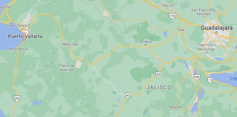 Tres jóvenes que habían sido privados de su libertad en Puerto Vallarta por varios sujetos armados fueron localizados con vida, reportó la fiscalía estatal. Imagen tomada de www.google.com/maps/