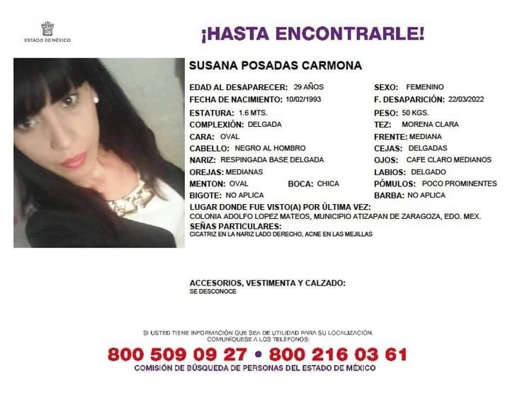 Bloque Negro Feminista Estado de México, a través de su cuenta de Facebook, exigió el inmediato esclarecimiento del feminicidio de Susana “N”. Foto Fiscalía Edomex