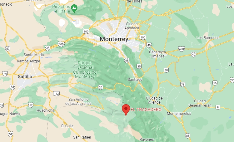 La senderista María del Rocío Aguilar fue localizada sin vida en el Cañón del Tragadero, en Nuevo León. Foto Google Maps
