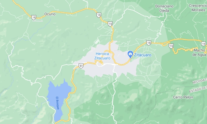 En Michoacán encontraron restos de nueve personas en la zona que colinda con el Estado de México. Foto Google Maps