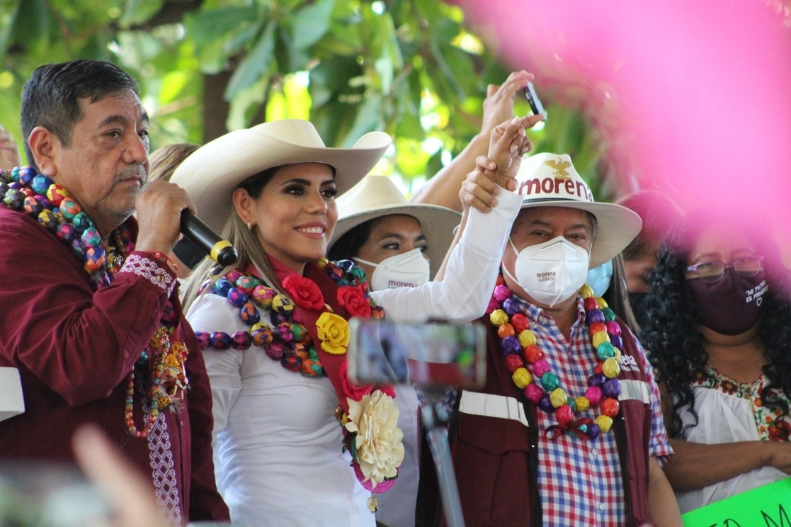 Evelyn Salgado Pineda durante su primer acto de campaña en Acapulco, Guerrero, el 5 de mayo de 2021. Foto Héctor Briseño