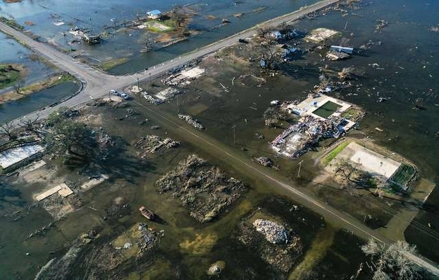 Inundaciones en Creole, Louisiana  tras el paso del huracán ‘Delta’. Foto Afp