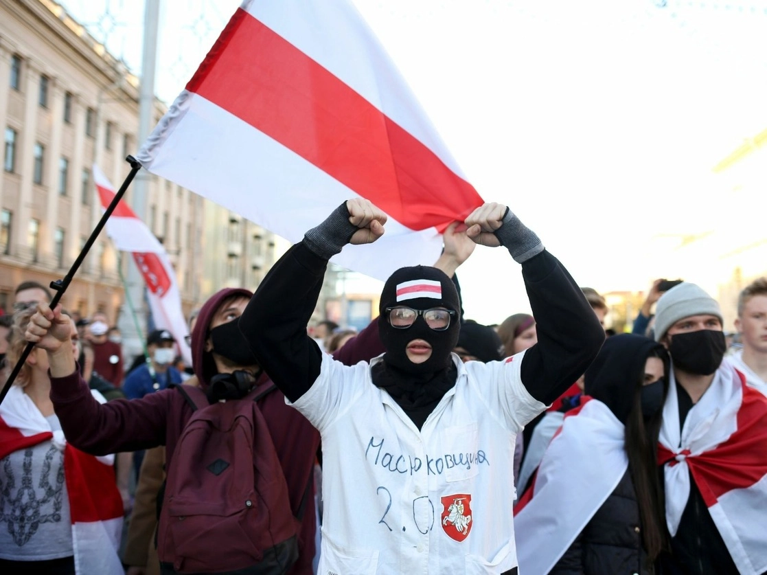 Movilización de ayer en Minsk contra la sexta relección del presidente bielorruso Aleksandr Lukashenko. Foto Ap